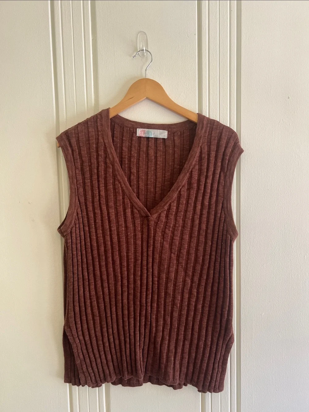 Free People VEDA SWEATER (Top only) Ribbed V-Neck Sleeveless Sweater Vest